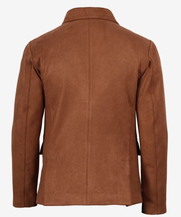 Men’s Light Brown Faux Suede Blazer Jacket – Elegant Casual Style