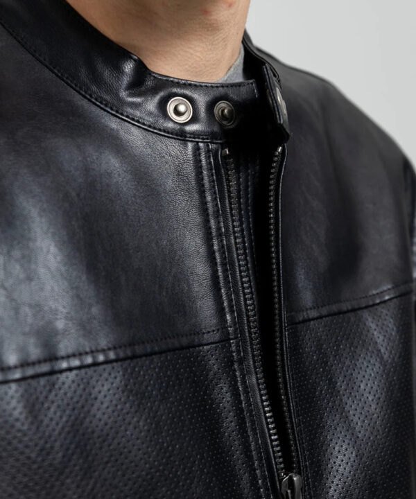Men’s Perforated Faux Leather Jacket – Modern Moto Style