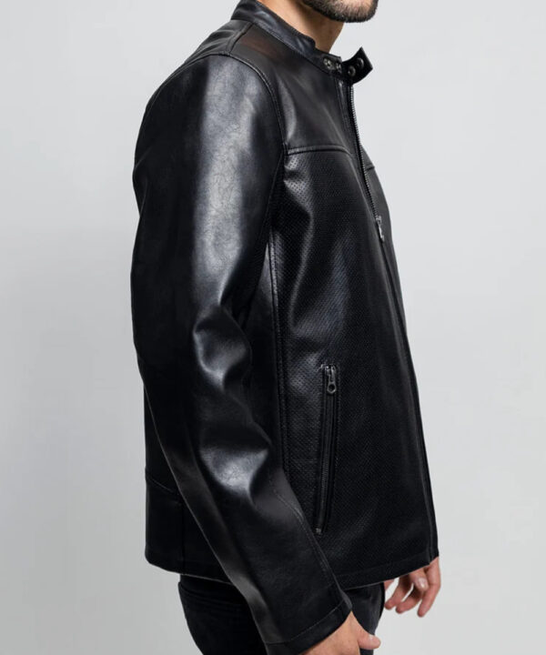 Men’s Perforated Faux Leather Jacket – Modern Moto Style