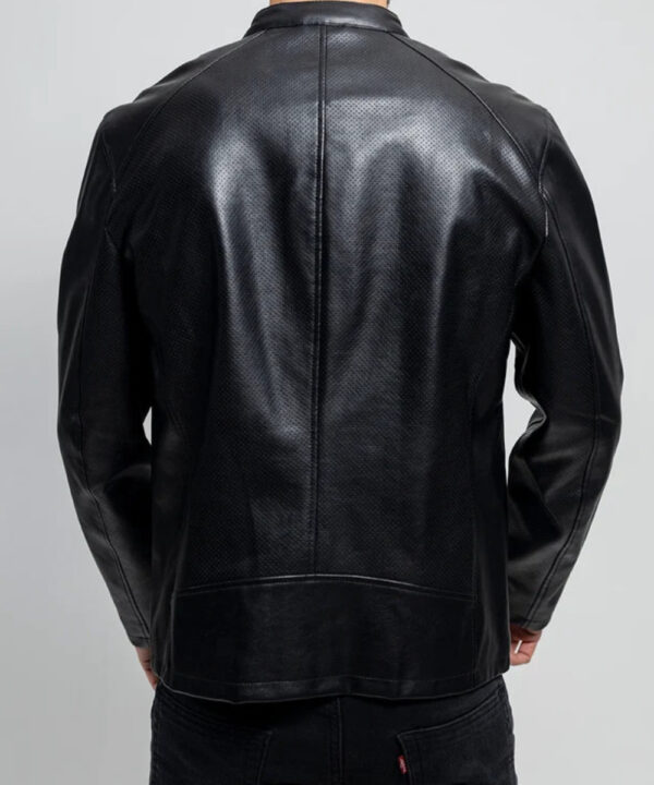 Men’s Perforated Faux Leather Jacket – Modern Moto Style