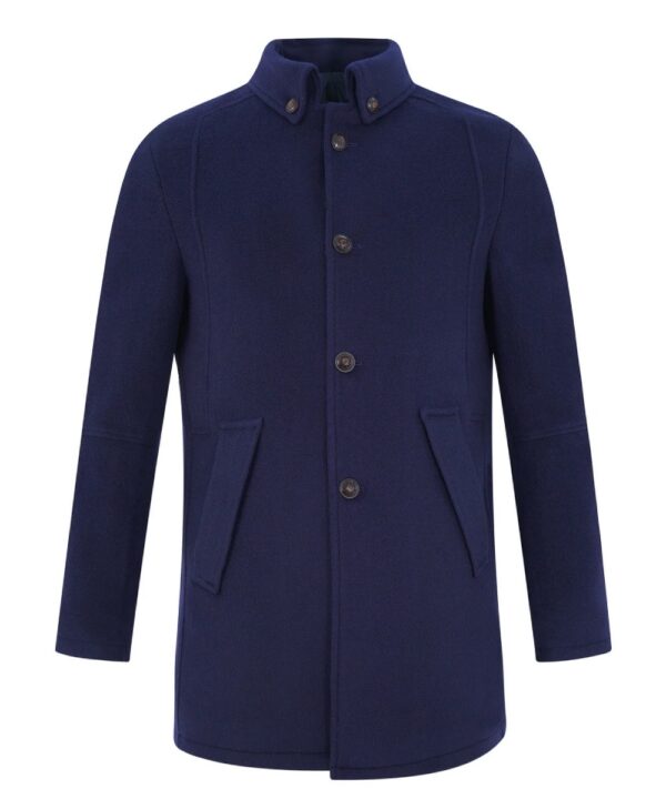 Men’s Plum Wool Jacket – Button-Down Collar for Winter
