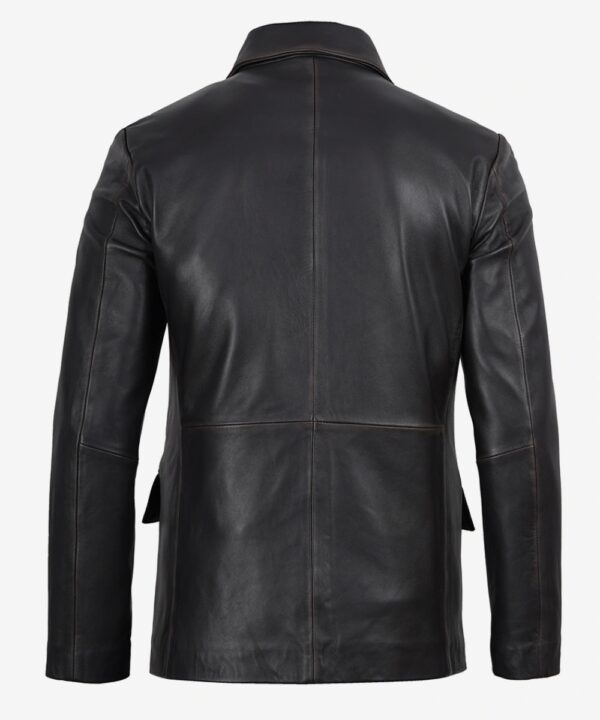 Men’s Vintage Brown Leather Blazer – Classic Two-Button Design