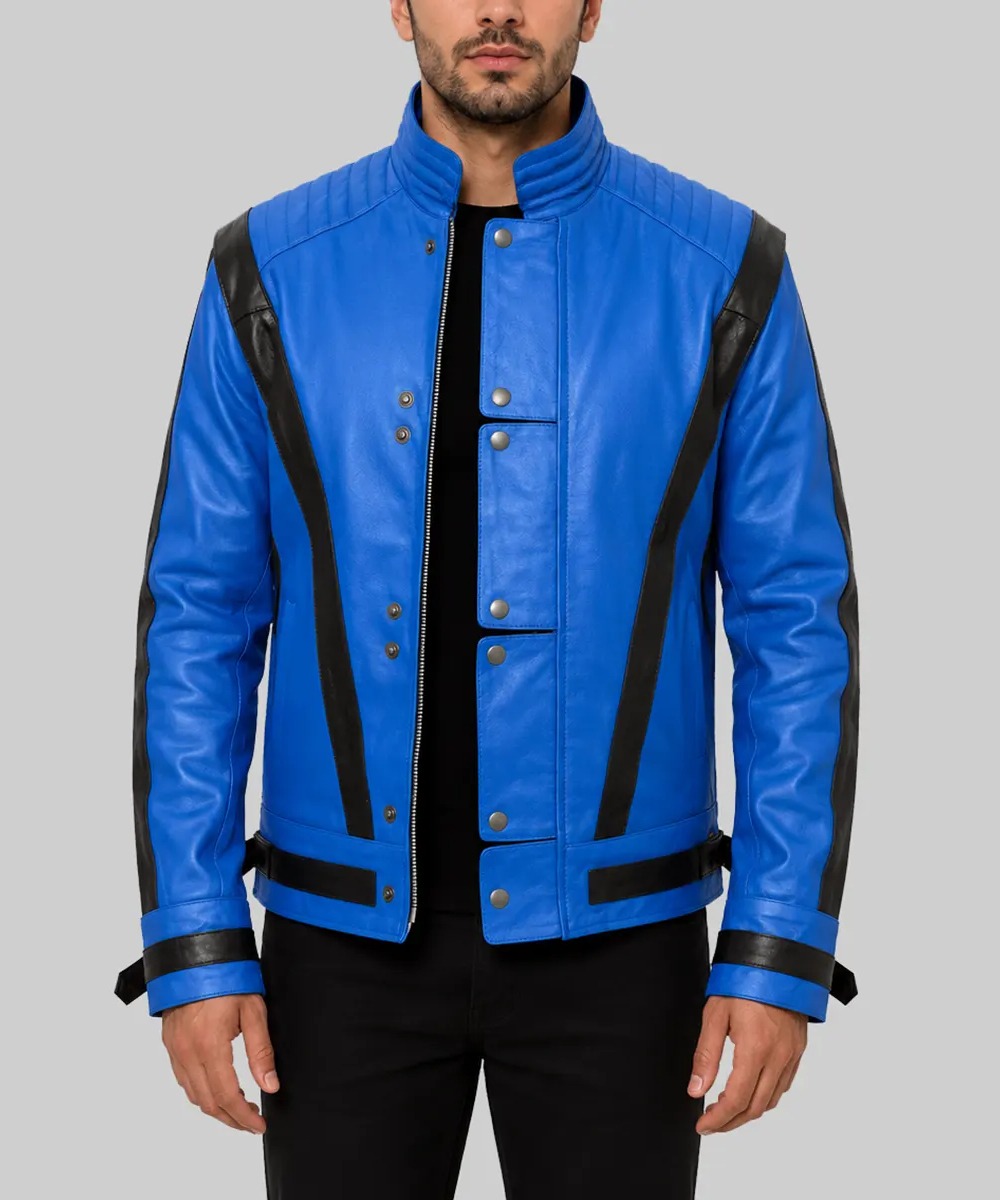 Michael Jackson Thriller Blue Leather Jacket