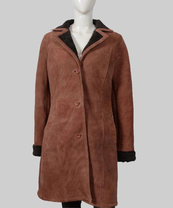 Monica Dutton Brown Suede Leather Coat