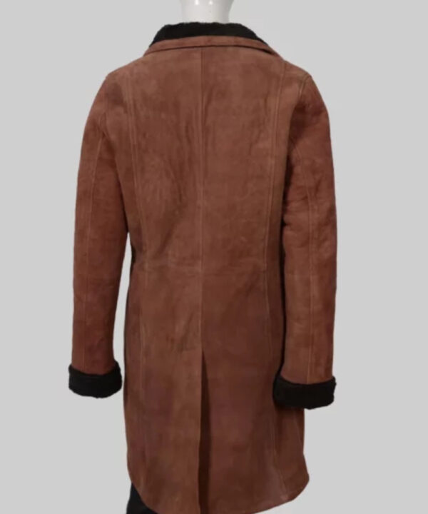 Monica Dutton Brown Suede Leather Coat