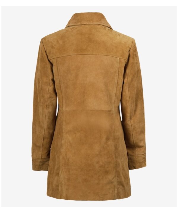 Women’s Premium Brown Suede Coat – Elegant Button-Down Winter Style