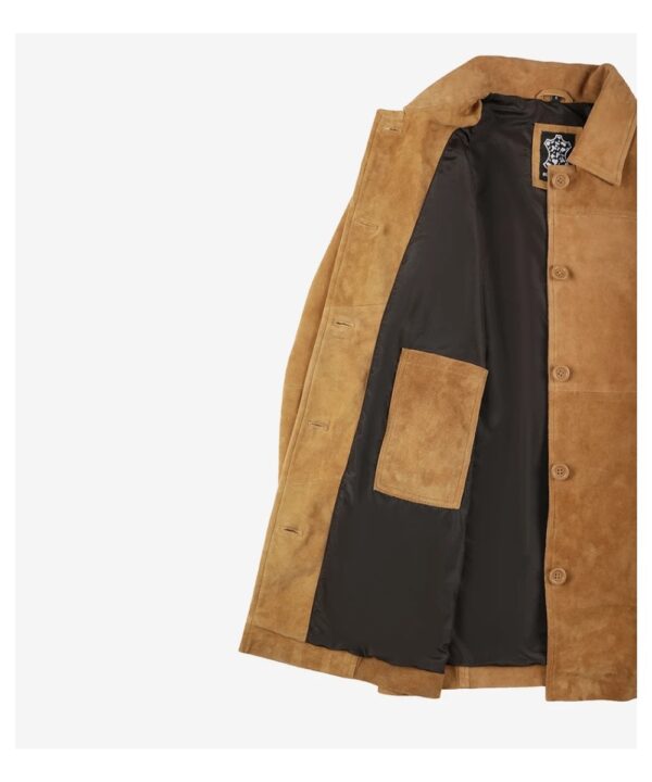 Women’s Premium Brown Suede Coat – Elegant Button-Down Winter Style