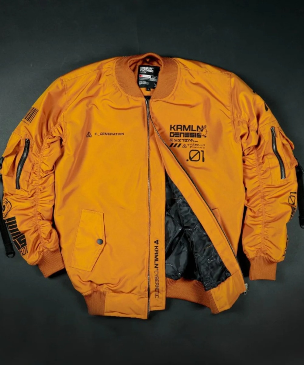 Orange Techwear Tactical Jacket – Futuristic Utility Style