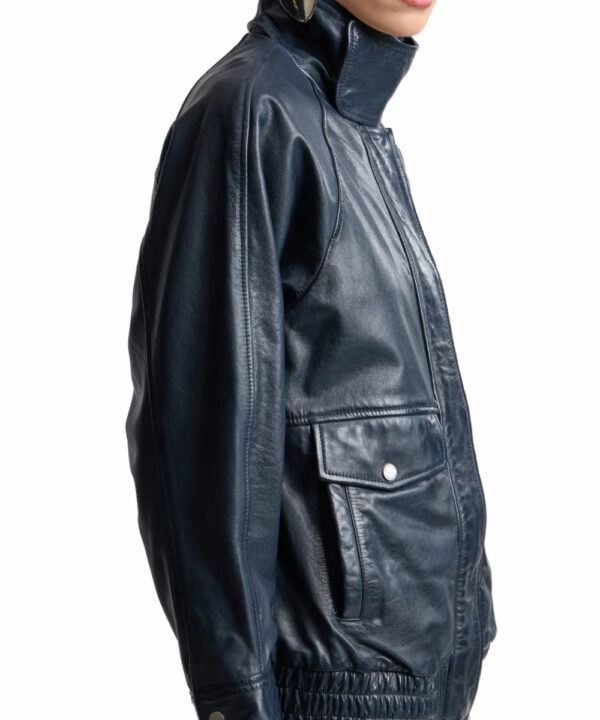 Oversized Genuine Leather Bomber Jacket – Relaxed Urban Style