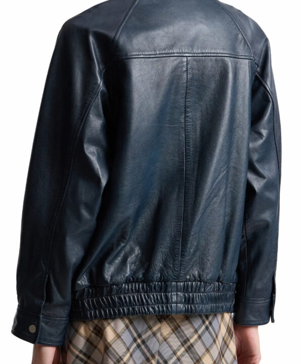 Oversized Genuine Leather Bomber Jacket – Relaxed Urban Style