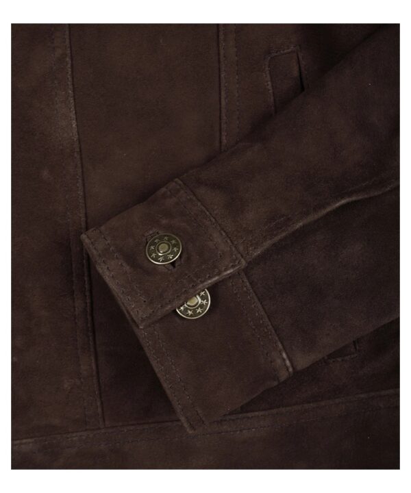 Men’s Premium Dark Brown Suede Jacket – Trucker Design