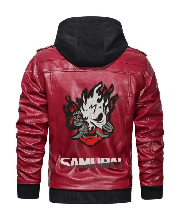 Premium Red Samurai Hooded Leather Jacket