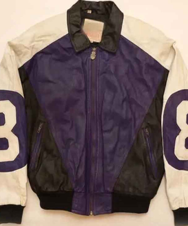 Purple and Black Leather 8 Ball Jacket