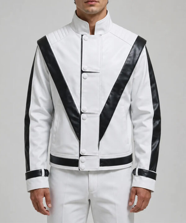 Thriller Michael Jackson White Leather Jacket
