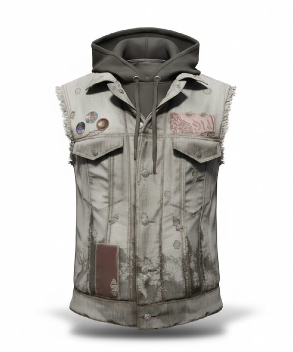V Grey Genuine Leather Tactical Vest – Cyberpunk Style