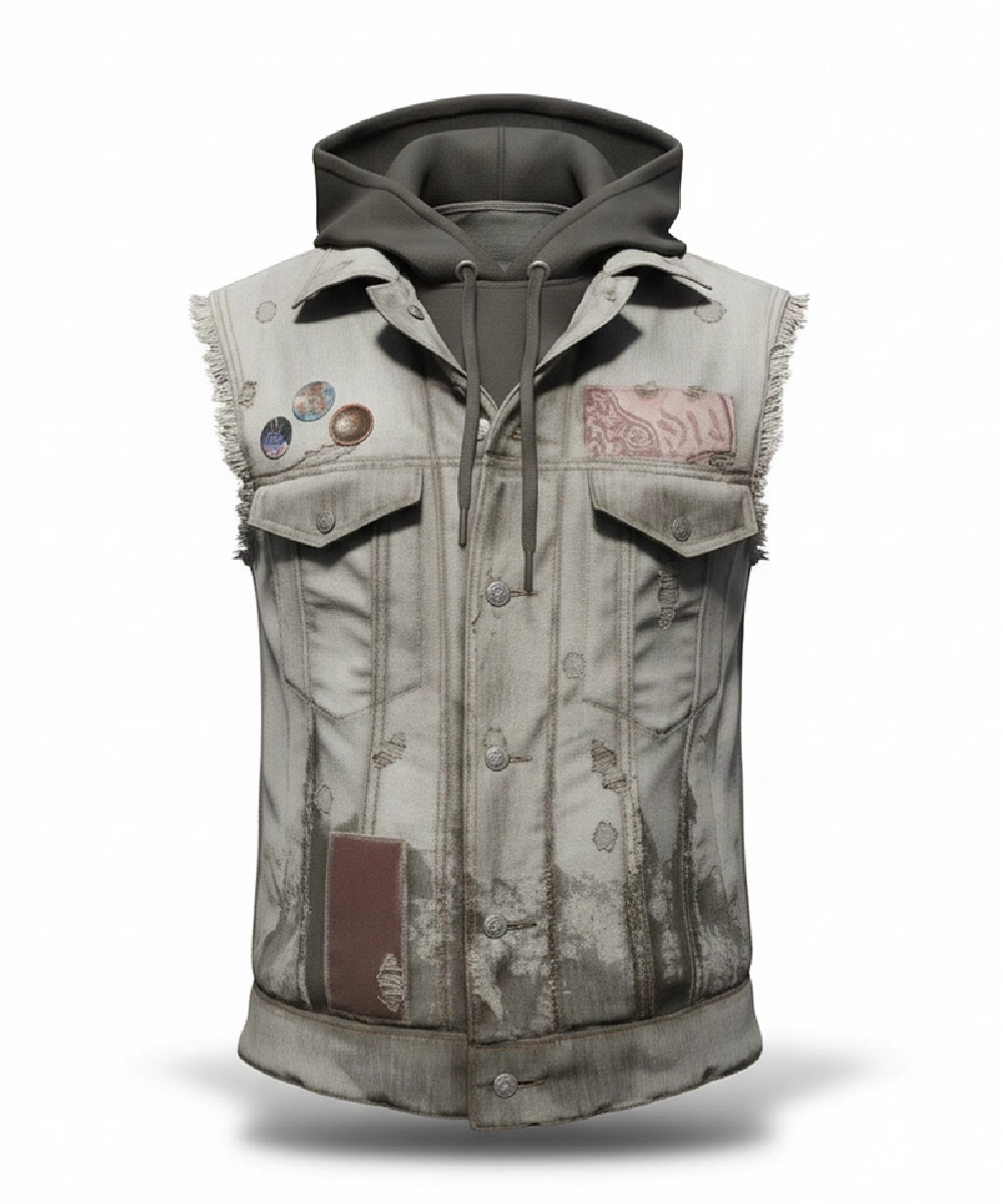 V Grey Genuine Leather Tactical Vest – Cyberpunk Style