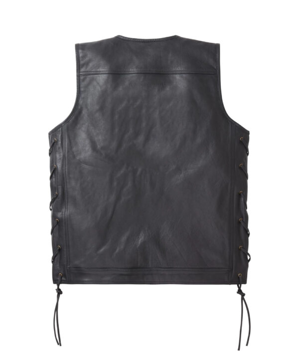 V Nomad Black Genuine Leather Tactical Vest