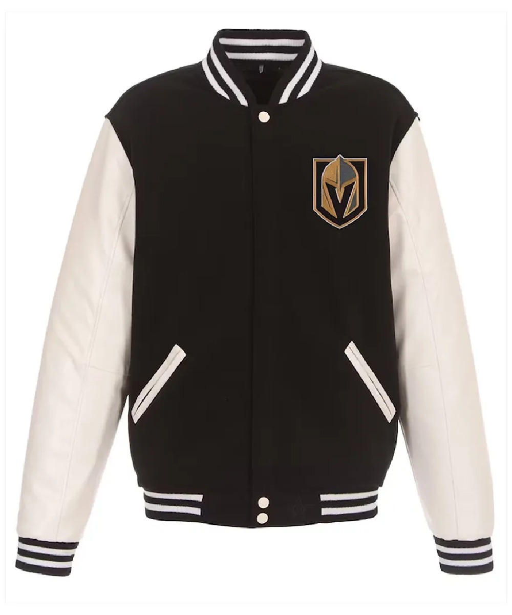 Vegas Golden Knights Black White Jacket – Classic Varsity Fan Design