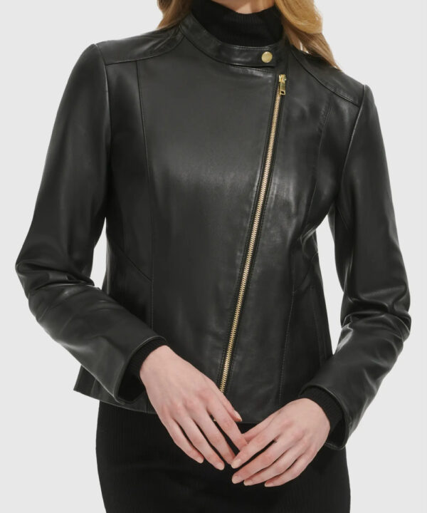 Women’s Black Faux Leather Moto Jacket
