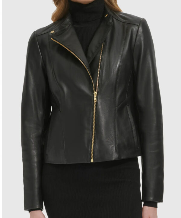 Women’s Black Faux Leather Moto Jacket