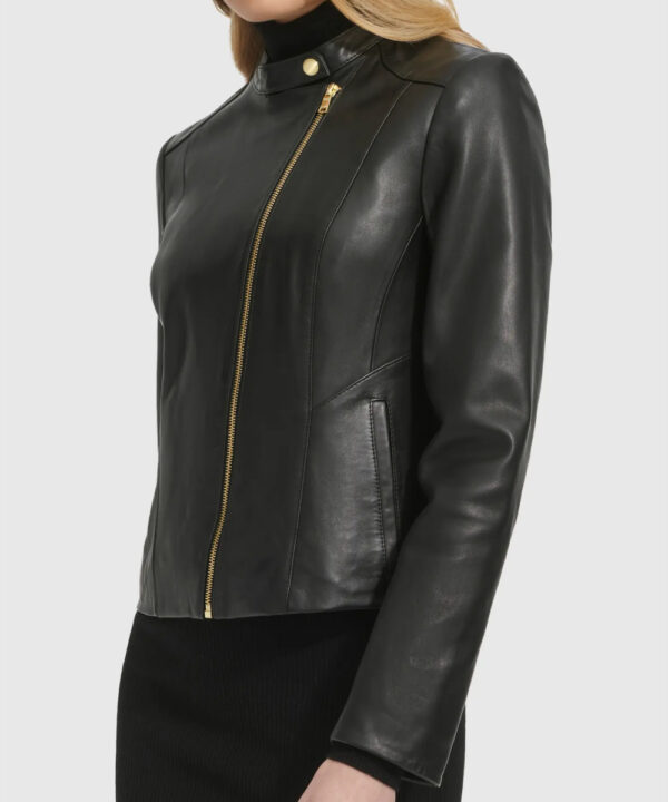 Women’s Black Faux Leather Moto Jacket