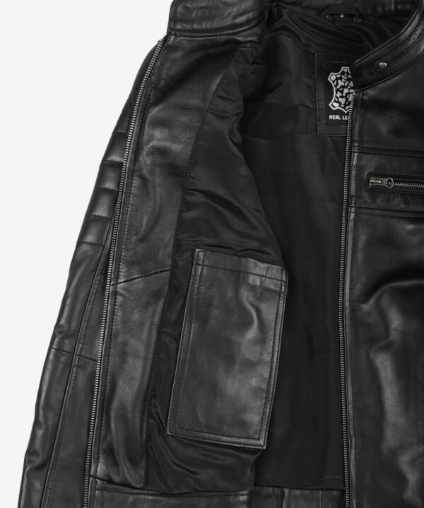 Women’s Black Leather Motorcycle Jacket – Sleek Biker Design
