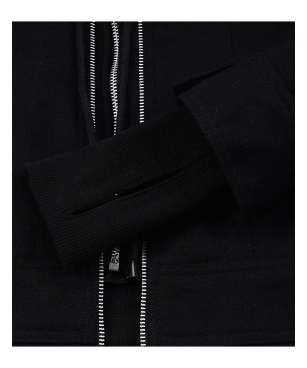 Women’s Black Wool Hooded Jacket – Zip Front Winter Style
