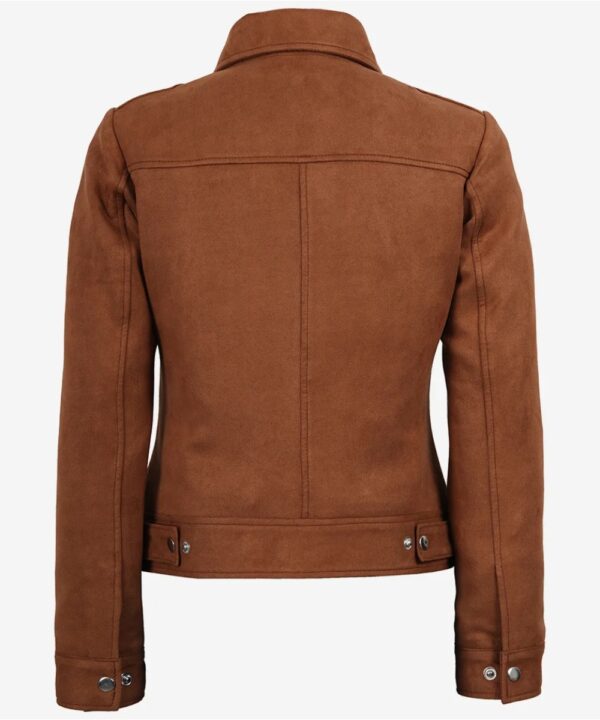 Women’s Brown Faux Suede Jacket – Elegant Casual Style