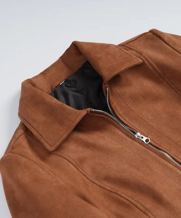 Women’s Brown Faux Suede Jacket – Elegant Casual Style