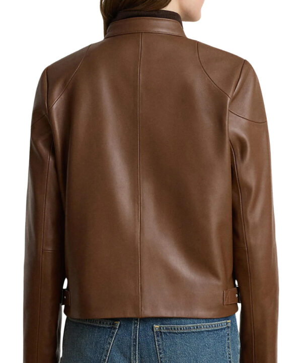 Women’s Brown Leather Moto Jacket