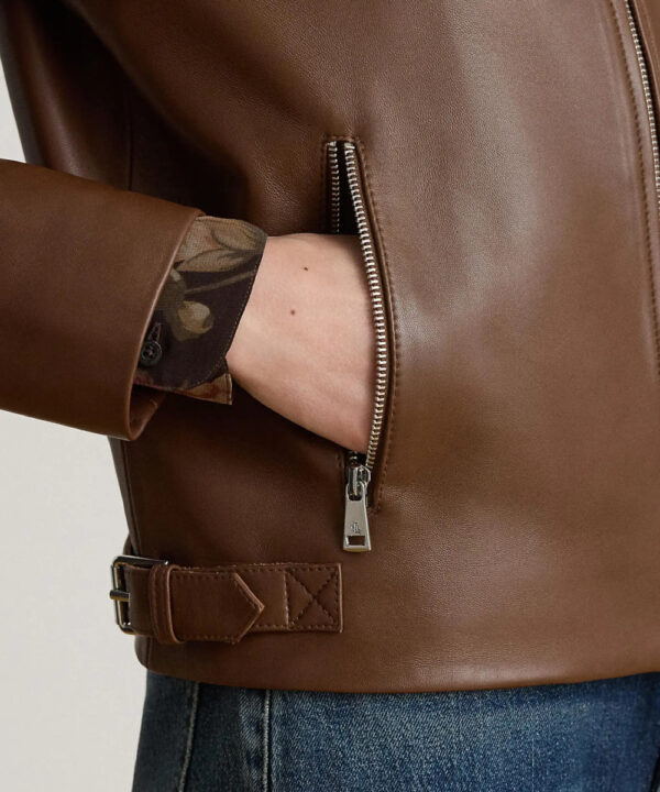 Women’s Brown Leather Moto Jacket