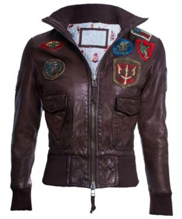 Women’s Dark Brown Leather Flight Jacket – Aviator Style