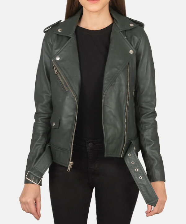 Women’s Green Leather Moto Jacket – Bold Street Style