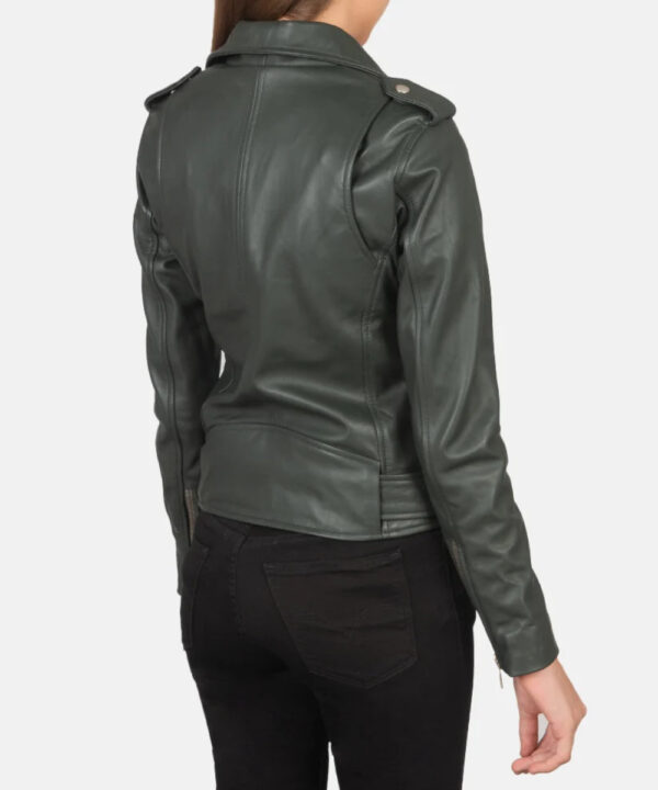 Women’s Green Leather Moto Jacket – Bold Street Style
