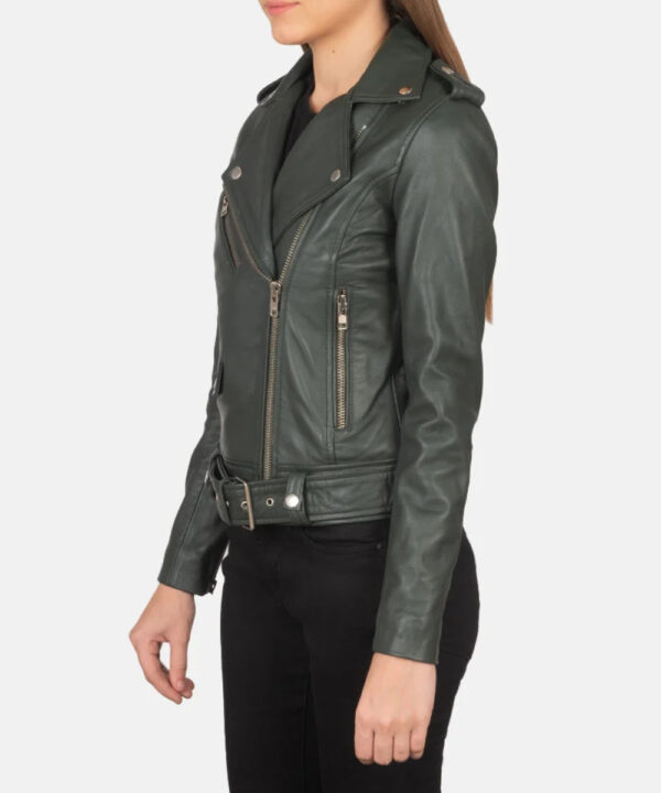 Women’s Green Leather Moto Jacket – Bold Street Style