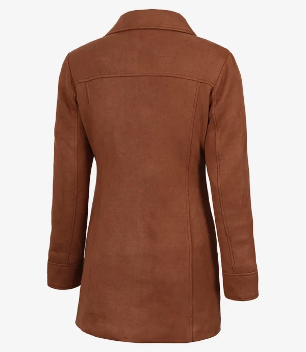 Women’s Light Brown Faux Suede Button Down Coat