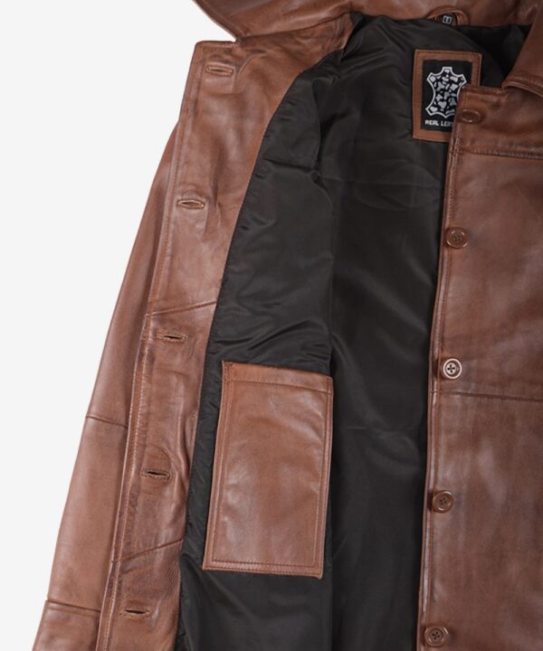 Women’s Petite Cognac Leather Car Coat – Waxed Finish