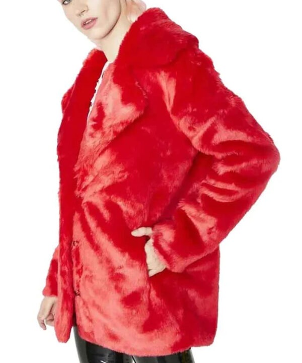 Women’s Red 8 Ball Faux Fur Jacket