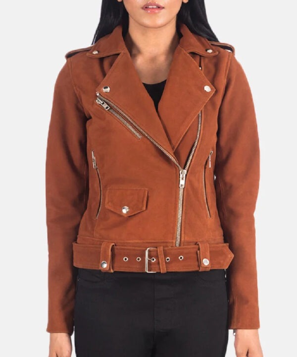 Women’s Rust Brown Suede Moto Jacket – Vintage Street Style