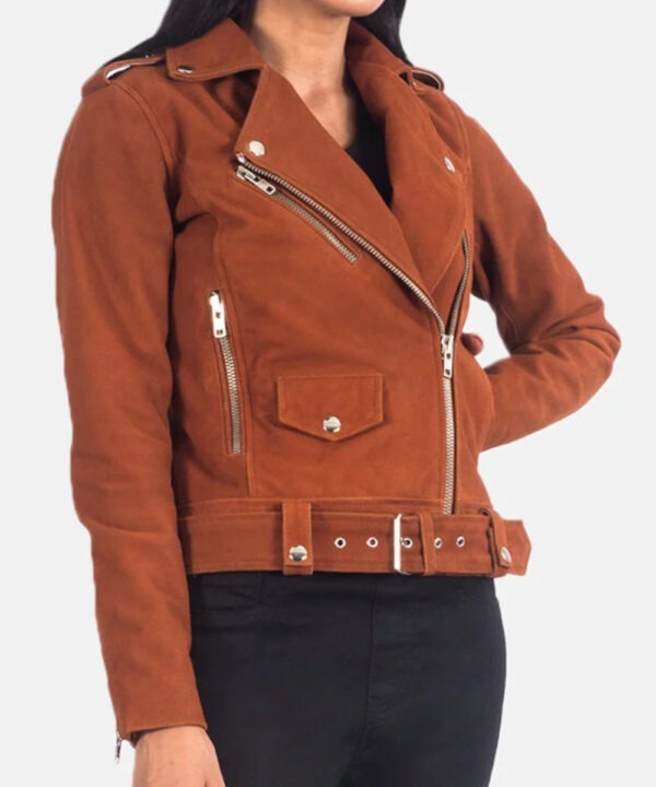 Women’s Rust Brown Suede Moto Jacket – Vintage Street Style