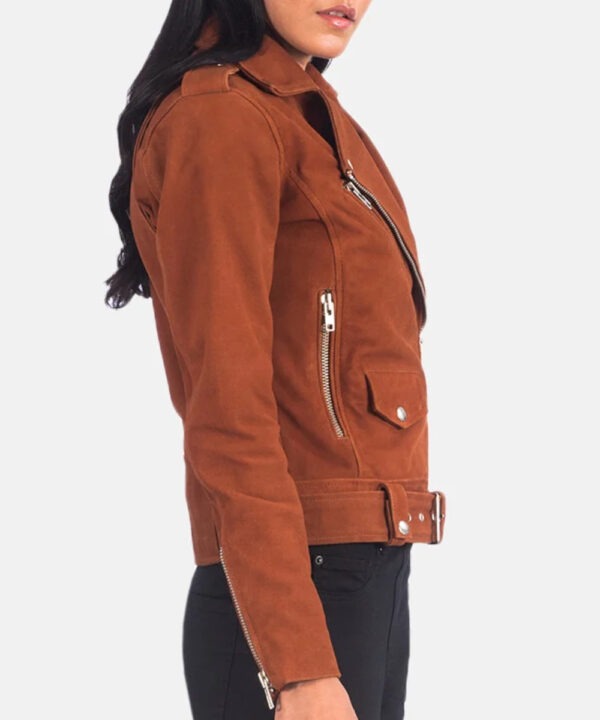 Women’s Rust Brown Suede Moto Jacket – Vintage Street Style