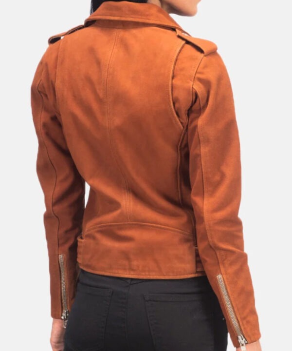 Women’s Rust Brown Suede Moto Jacket – Vintage Street Style