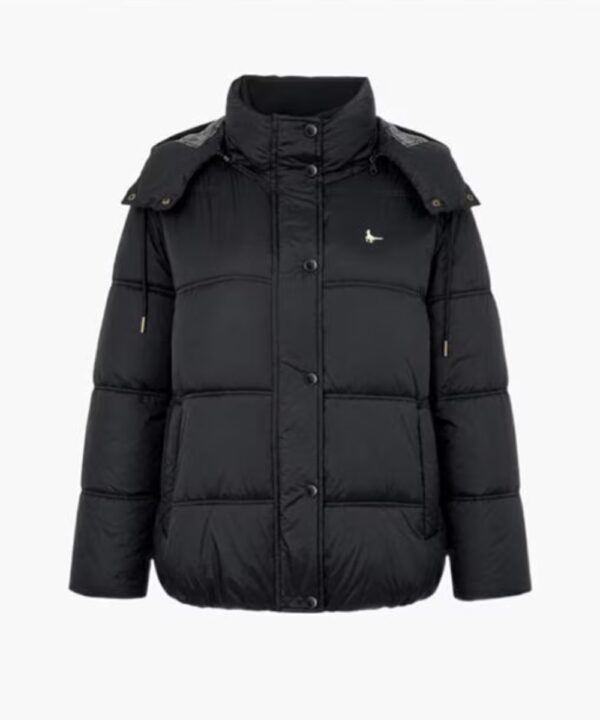 Women’s Short Puffer Jacket – Wind Resistant Detachable Hood