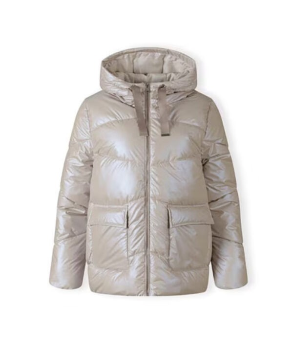 Women’s Stone Quilted Jacket – Hooded Short Winter Coat