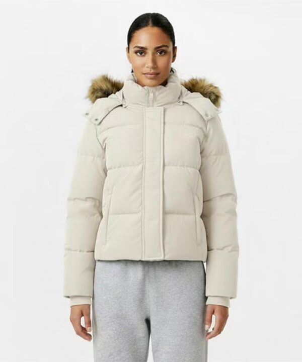 Women’s Windproof Short Puffer Jacket – Removable Hood