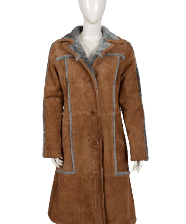 Beth Dutton Yellowstone Brown Suede Long Coat – Western Chic Look