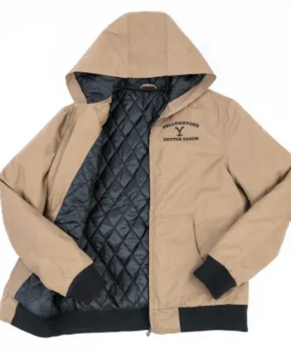Yellowstone-Inspired Khaki Ranch Hooded Jacket