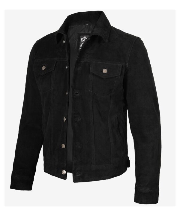 Premium Black Suede Trucker Jacket For Men's