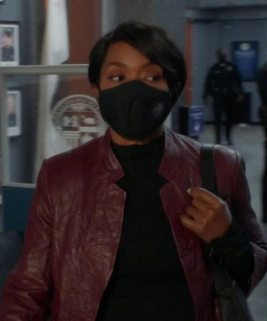 9-1-1 S04 Athena Grant Maroon Leather Jacket