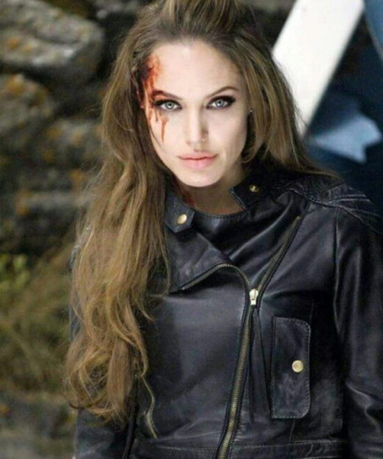 Angelina Jolie Eternals Black Biker Leather Jacket